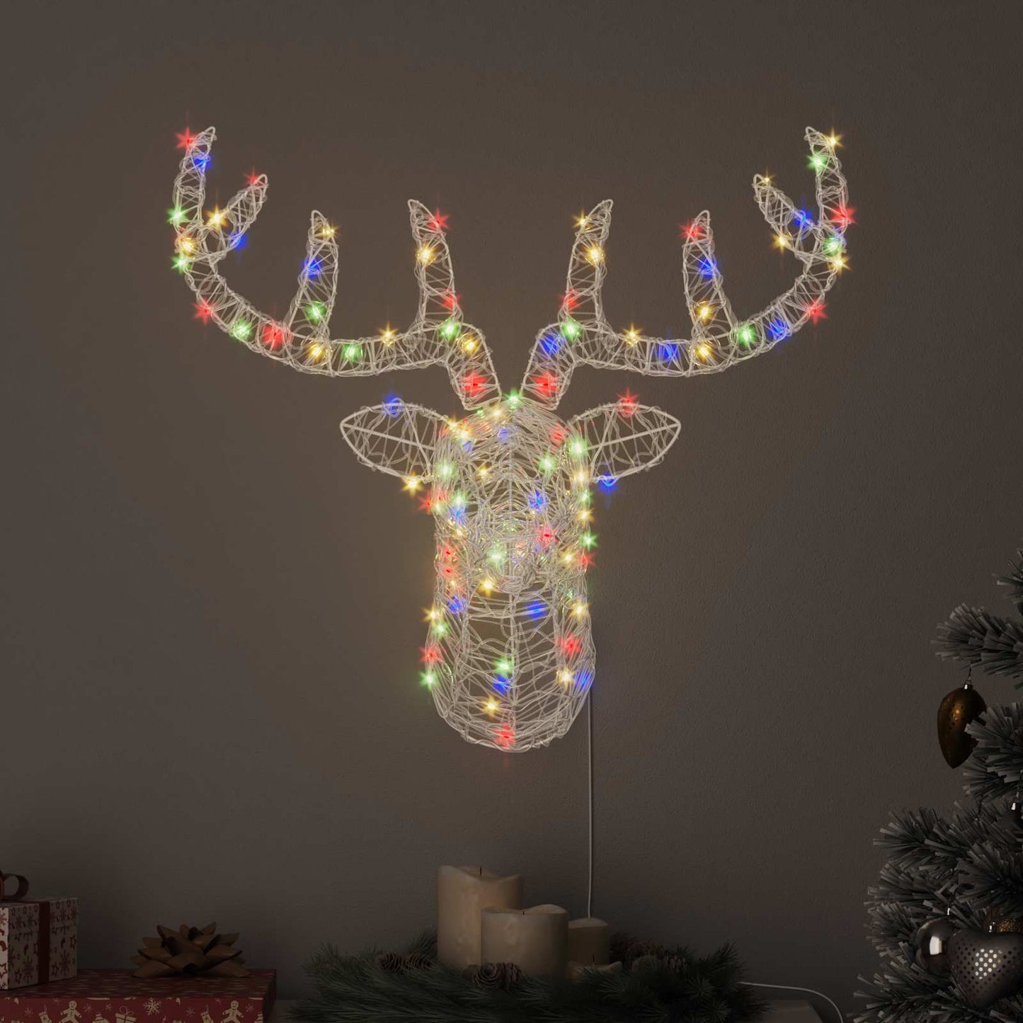 Vidaxx testa di cervo con 140 LED colorati 68 x 36,5 x 62,5 cm acrilico