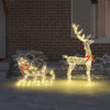 Vidaxl rendier trek slede met 200 led warmwit 70 x 26 x 130 cm acryl