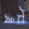 Vidaxl rendier trek slede met 200 led koudwit 70 x 26 x 130 cm acryl