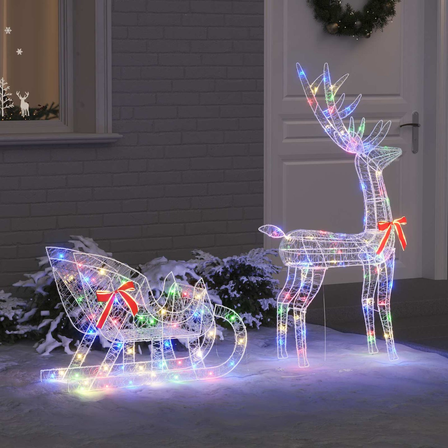 VidaXL slitta trainata da renne con 200 LED colorati 70 x 26 x 129 cm in acrilico
