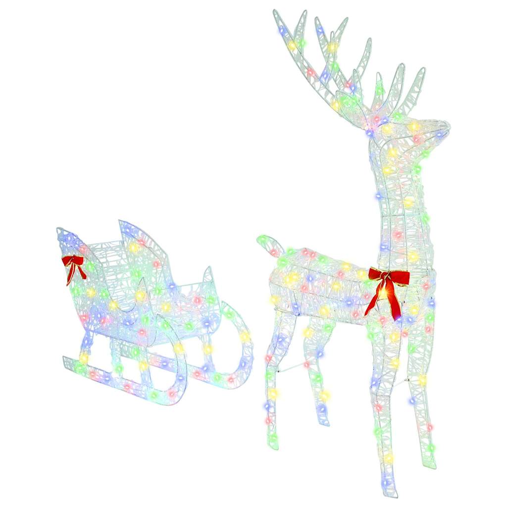 VidaXL slitta trainata da renne con 200 LED colorati 70 x 26 x 129 cm in acrilico