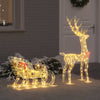 Vidaxl rendier trek slede met 200 led warmwit 70 x 26 x 129 cm pet