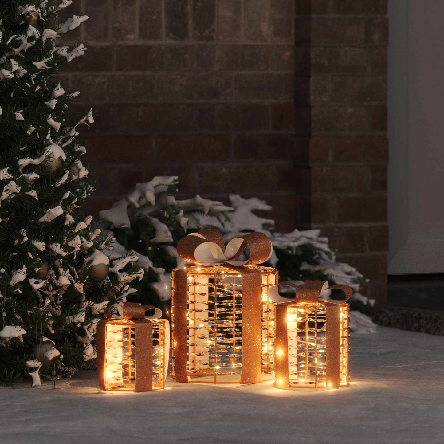 Confezione regalo Vidaxxl decorazione 3 pezzi bianco caldo 20 x 20 x 20 cm animale domestico