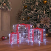 Vidaxl cadeau doos met 60 led 3 pcs koudwit 20 x 20 x 20 cm acryl