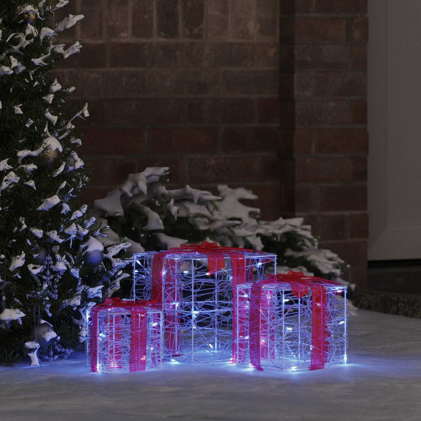 Vidaxxl caja de regalo con 60 LED 3 piezas azul 20 x 20 x 20 cm acrílico