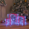 Vidaxxl caja de regalo con 60 LED 3 piezas azul 20 x 20 x 20 cm acrílico