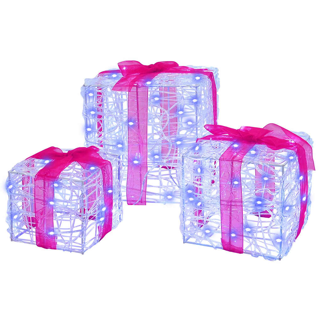 Vidaxxl caja de regalo con 60 LED 3 piezas azul 20 x 20 x 20 cm acrílico