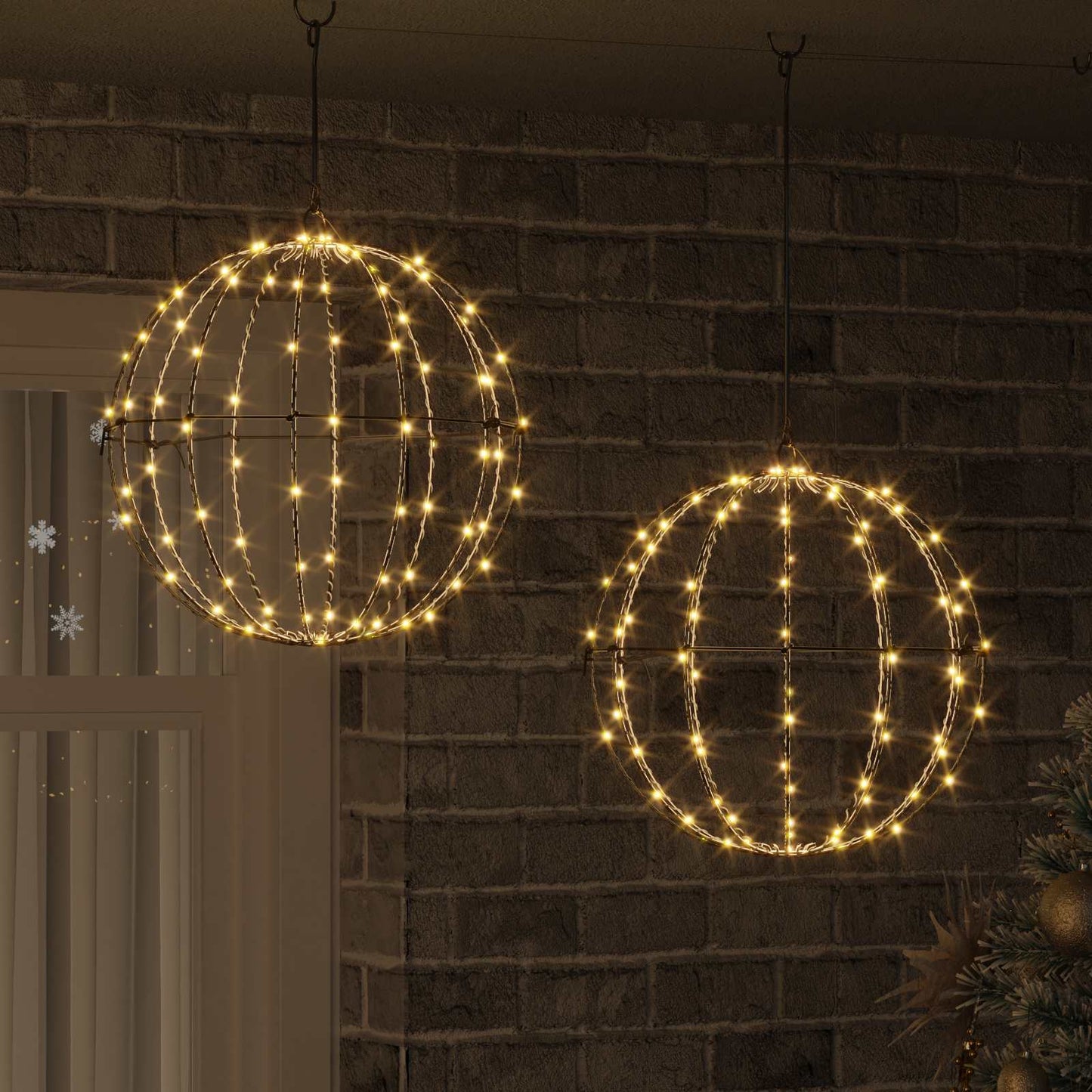 Sfera Vidaxxl con 192 LED 2 pz bianco caldo 40 x 40 x 43,5 cm in metallo