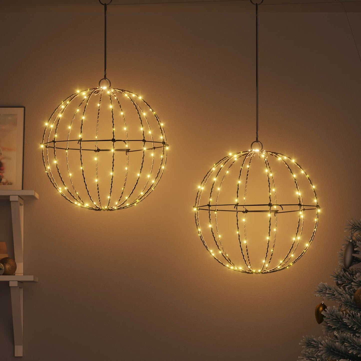 Sfera Vidaxxl con 192 LED 2 pz bianco caldo 40 x 40 x 43,5 cm in metallo
