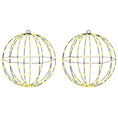 Vidaxl bal met 192 led 2 pcs warmwit 40 x 40 x 43,5 cm metaal