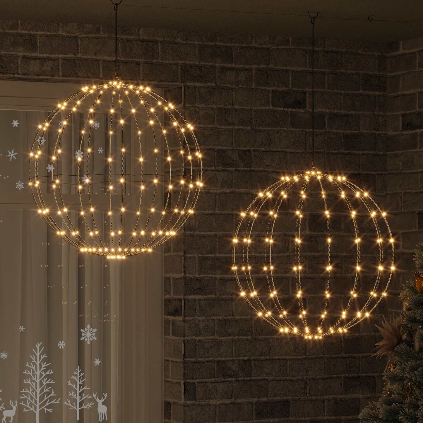 Sfera Vidaxxl con 384 LED 2 pezzi bianco caldo 59,5 x 59,5 x 63 cm metallo