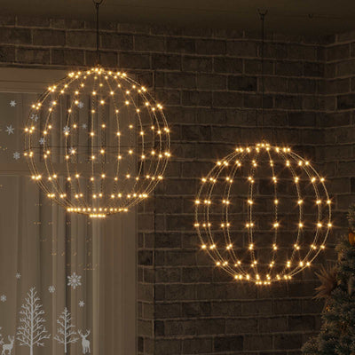 Vidaxl bal met 384 led 2 pcs warmwit 59,5 x 59,5 x 63 cm metaal