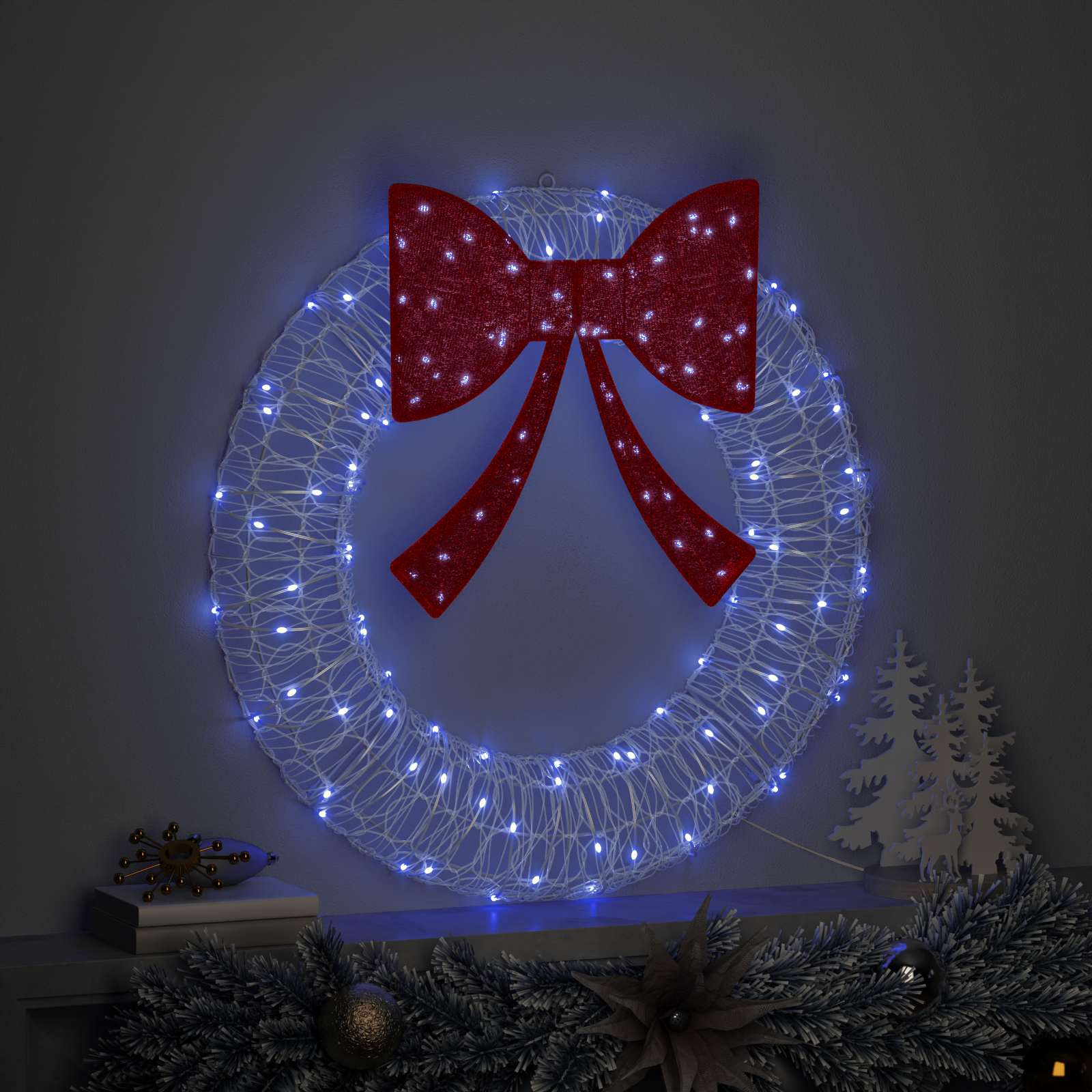 Vidaxl krans met 60 led blauw 76 x 76 x 8,5 cm acryl