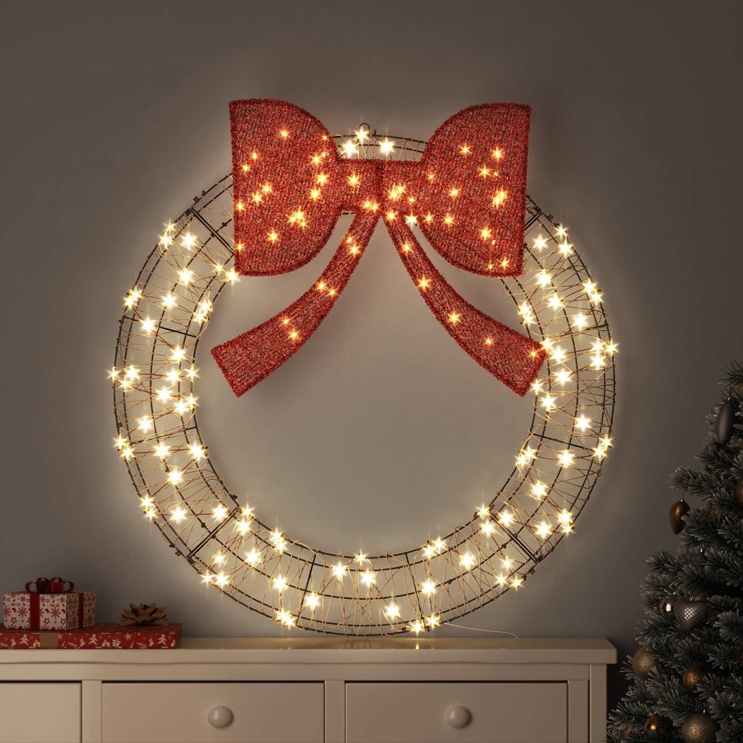 Ghirlanda Vidaxx con 150 LED bianco caldo 121 x 121 x 10 cm in rattan