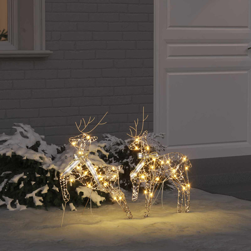 Renna LED VidaXL con 40 LED, 2 pezzi, cappuccio bianco caldo