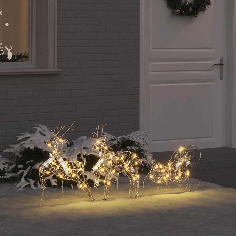 Renna LED VidaXL con 60 LED, 3 pezzi, cappuccio bianco caldo