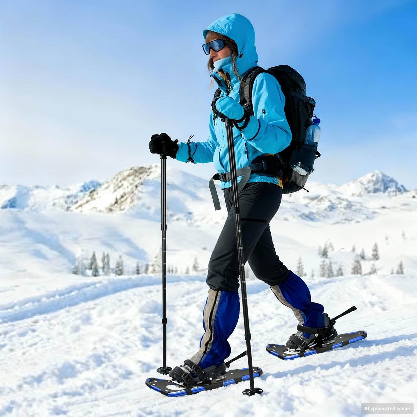 Raquetas de nieve VidaXL 3 en 1 azul y negro 25 pulgadas