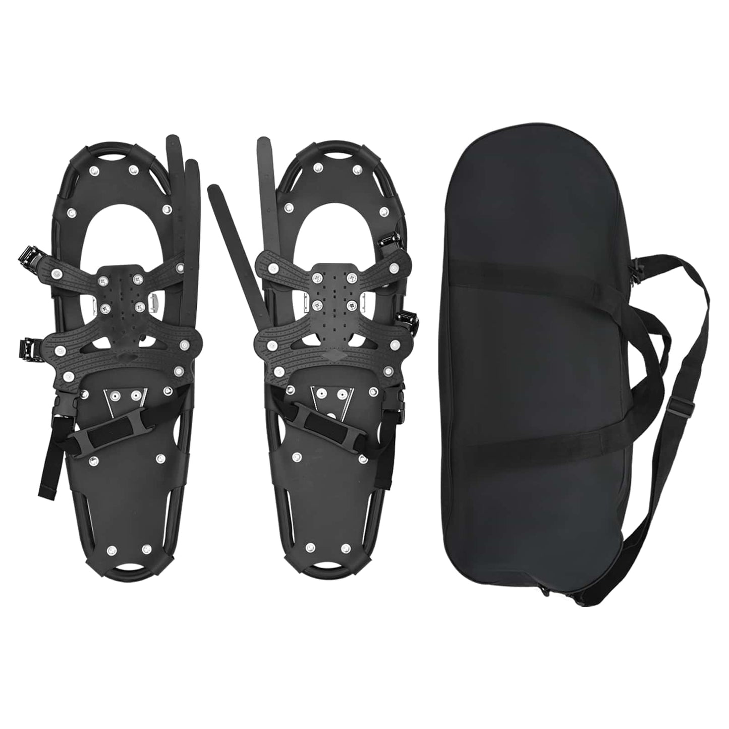 VidaXL Racchette da neve 3 in 1 nere 25 pollici in alluminio e HDPE