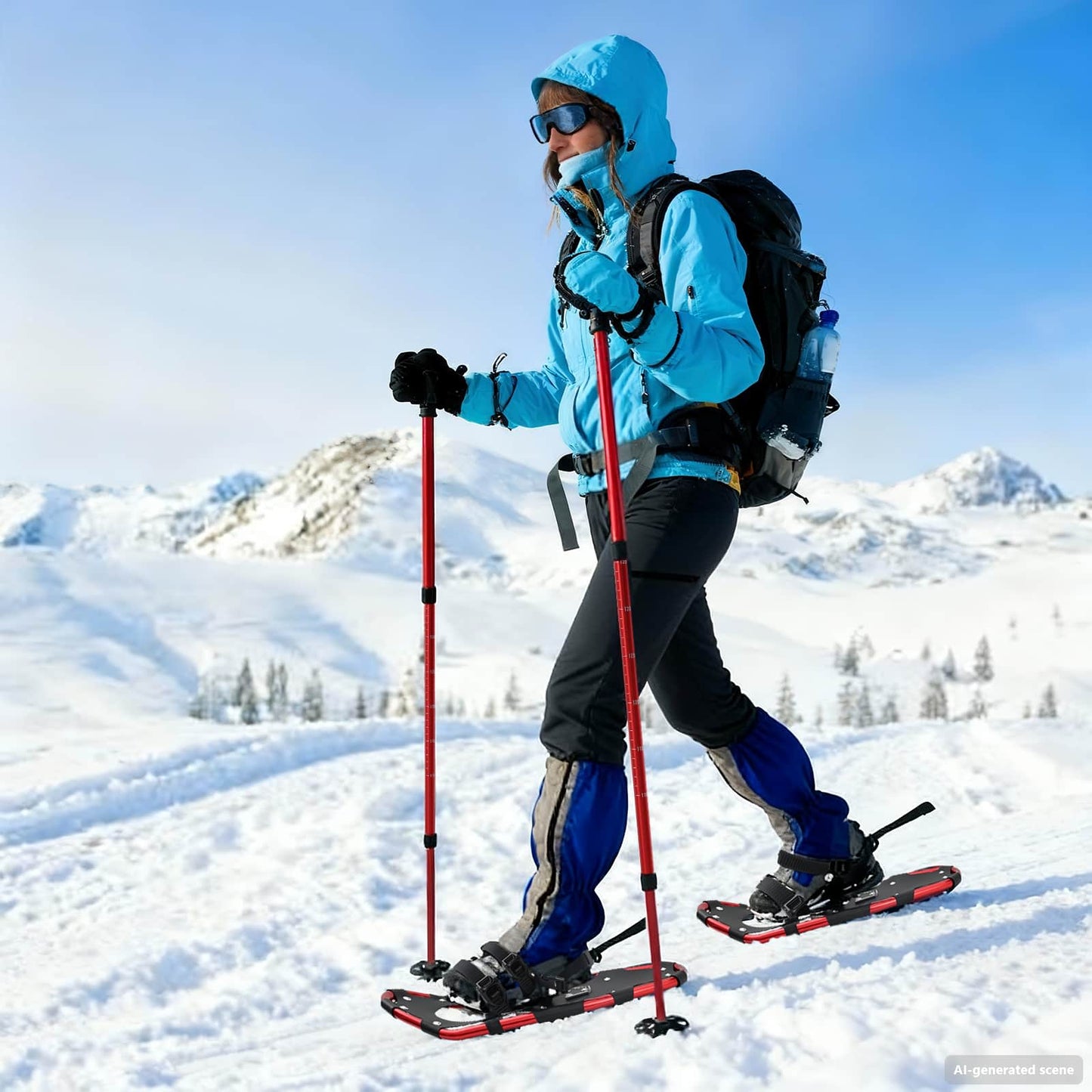 Raquetas de nieve VidaXL 3 en 1 con botas de montaña rojo y negro