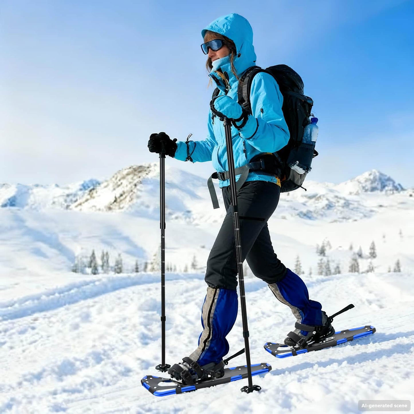 Raquetas de nieve VidaXL 3 en 1 azul y negro 30 pulgadas