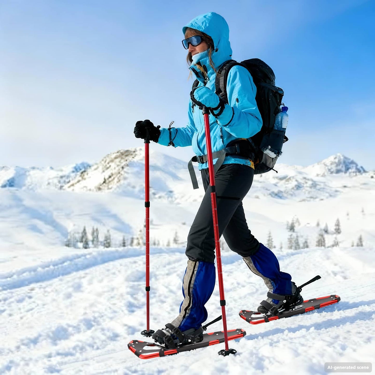 Ciaspole VidaXL 3 in 1 con scarponi da trekking rossi e neri