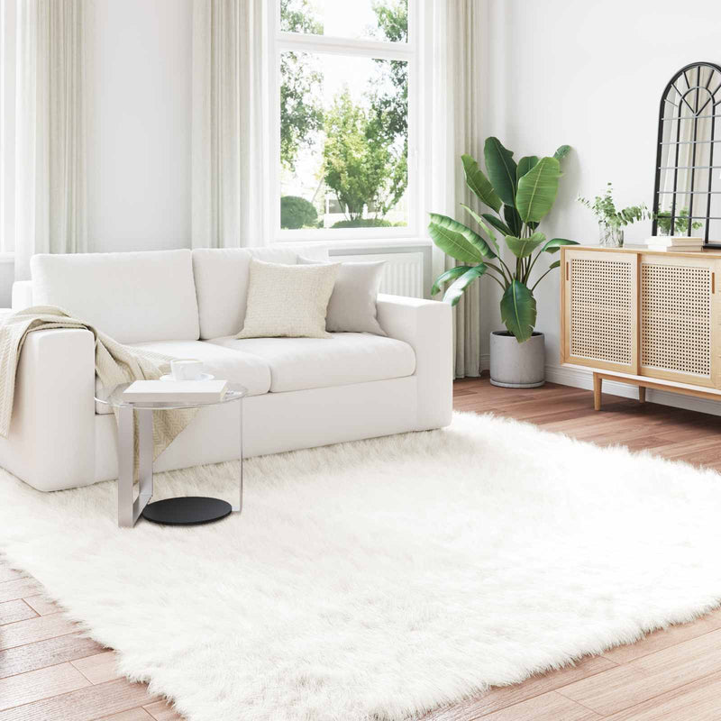 Vidaxl nep schapenvacht tapijt tafalla wit 240 x 240 cm polyester