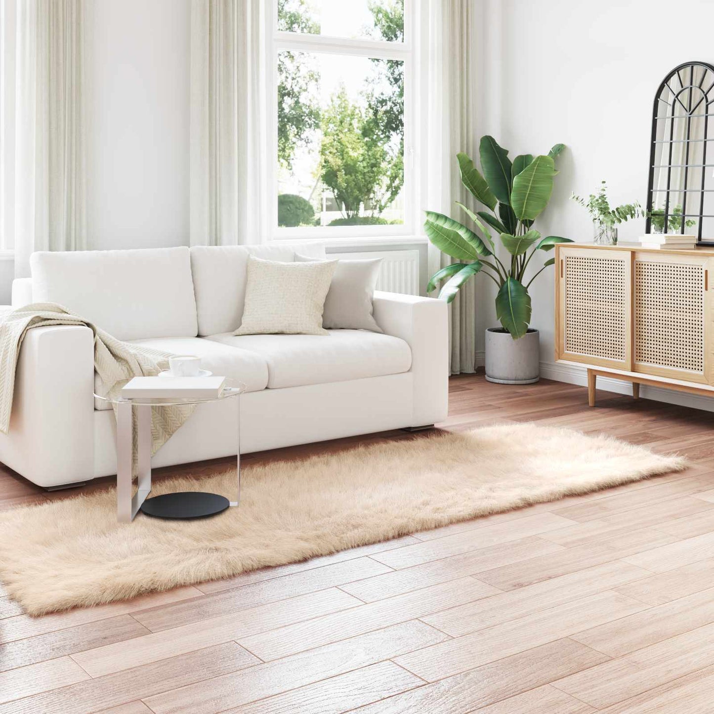 Vidaxx tappeto in finta pelle di pecora tafalla beige 80 x 250 cm poliestere