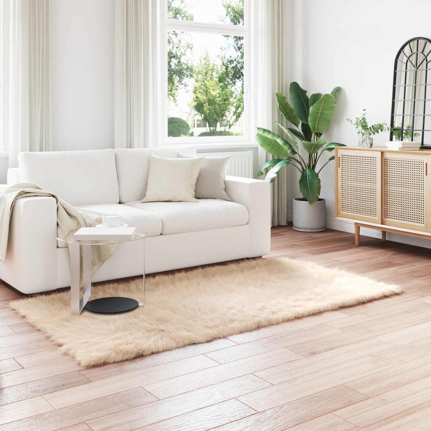 Vidaxx tappeto in finta pelle di pecora tafalla beige 100 x 200 cm poliestere