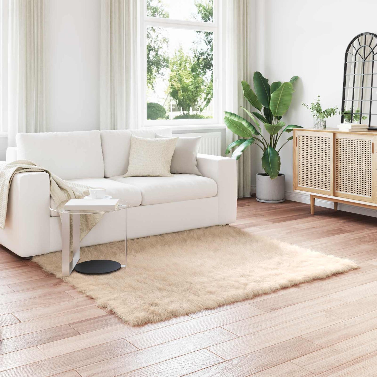Vidaxx tappeto in finta pelle di pecora tafalla beige 160 x 160 cm poliestere