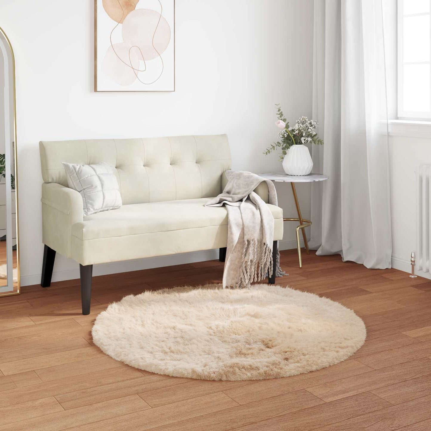 VidaXL tappeto finta pelle di pecora tafalla beige ø 120 cm poliestere