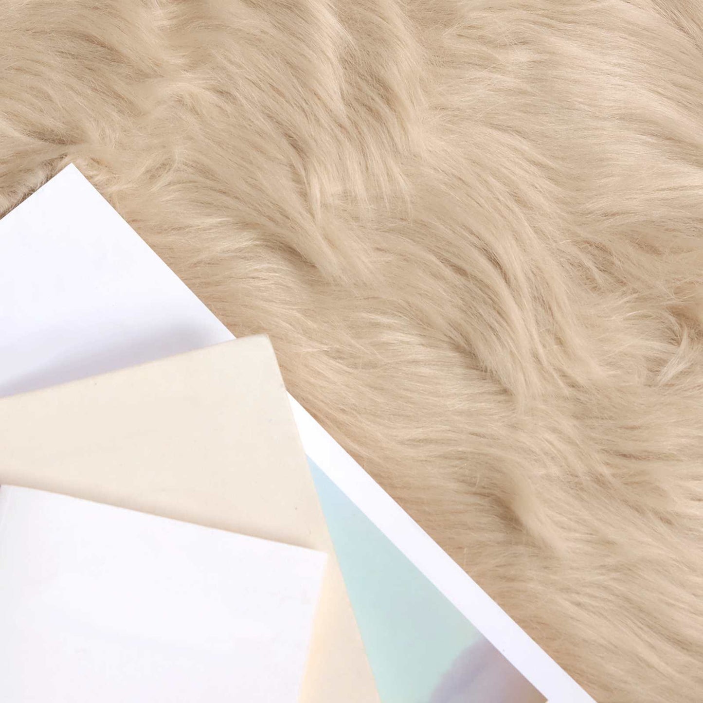Vidaxl nep schapenvacht tapijt tafalla beige ø 200 cm polyester