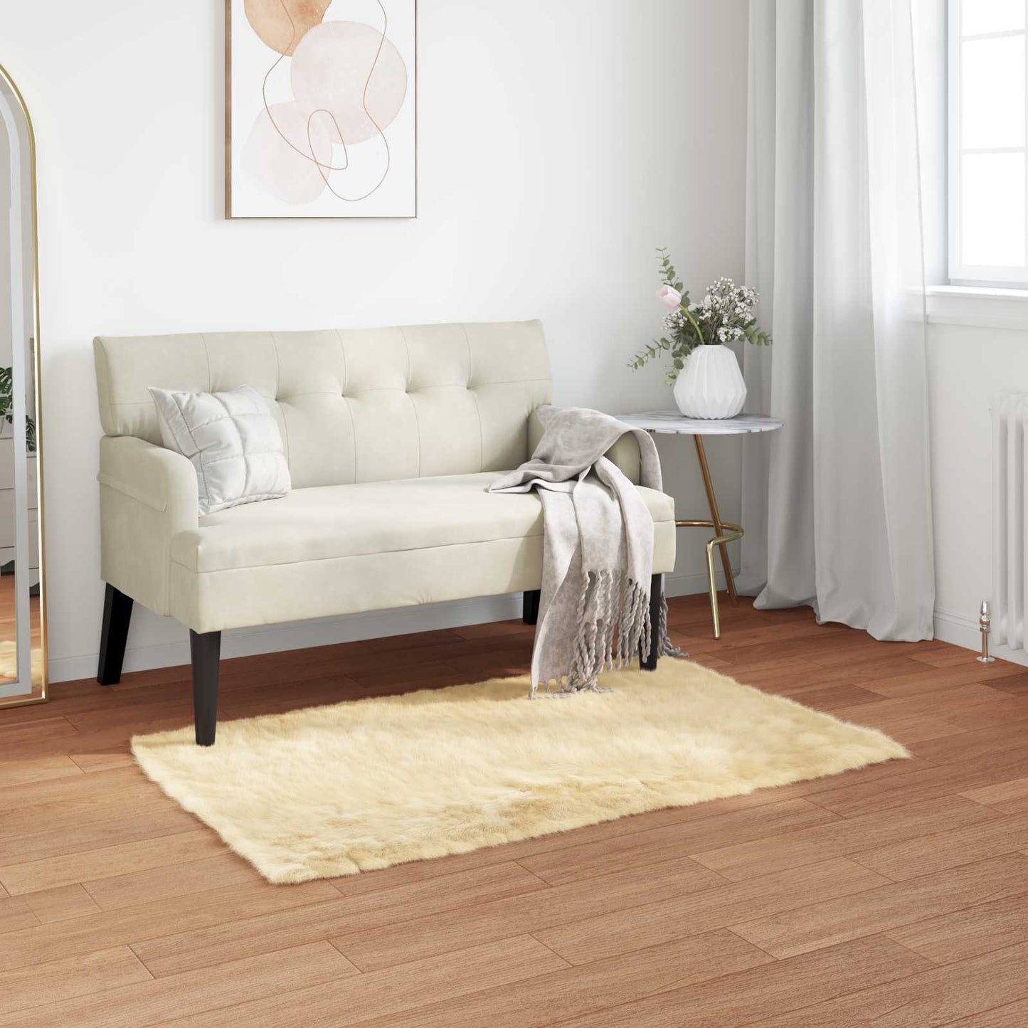 VidaXL tappeto finta pelle di pecora tafalla crema 60 x 110 cm poliestere