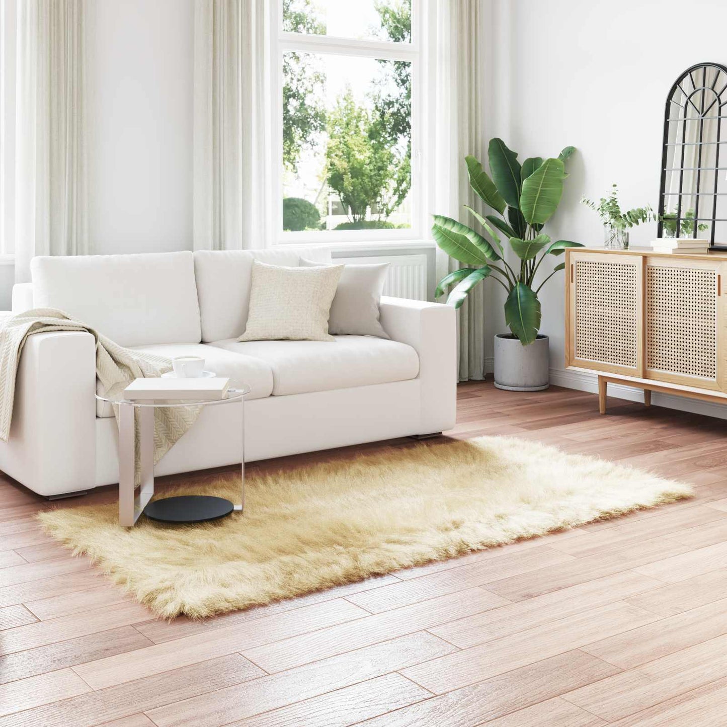 VidaXL tappeto in finta pelle di pecora tafalla crema 80 x 200 cm poliestere