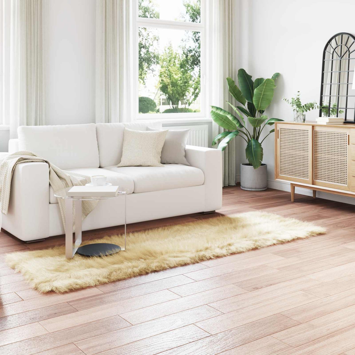 Vidaxx tappeto in finta pelle di pecora tafalla crema 80 x 250 cm poliestere