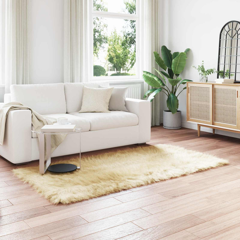 Vidaxl nep schapenvacht tapijt tafalla crème 100 x 200 cm polyester