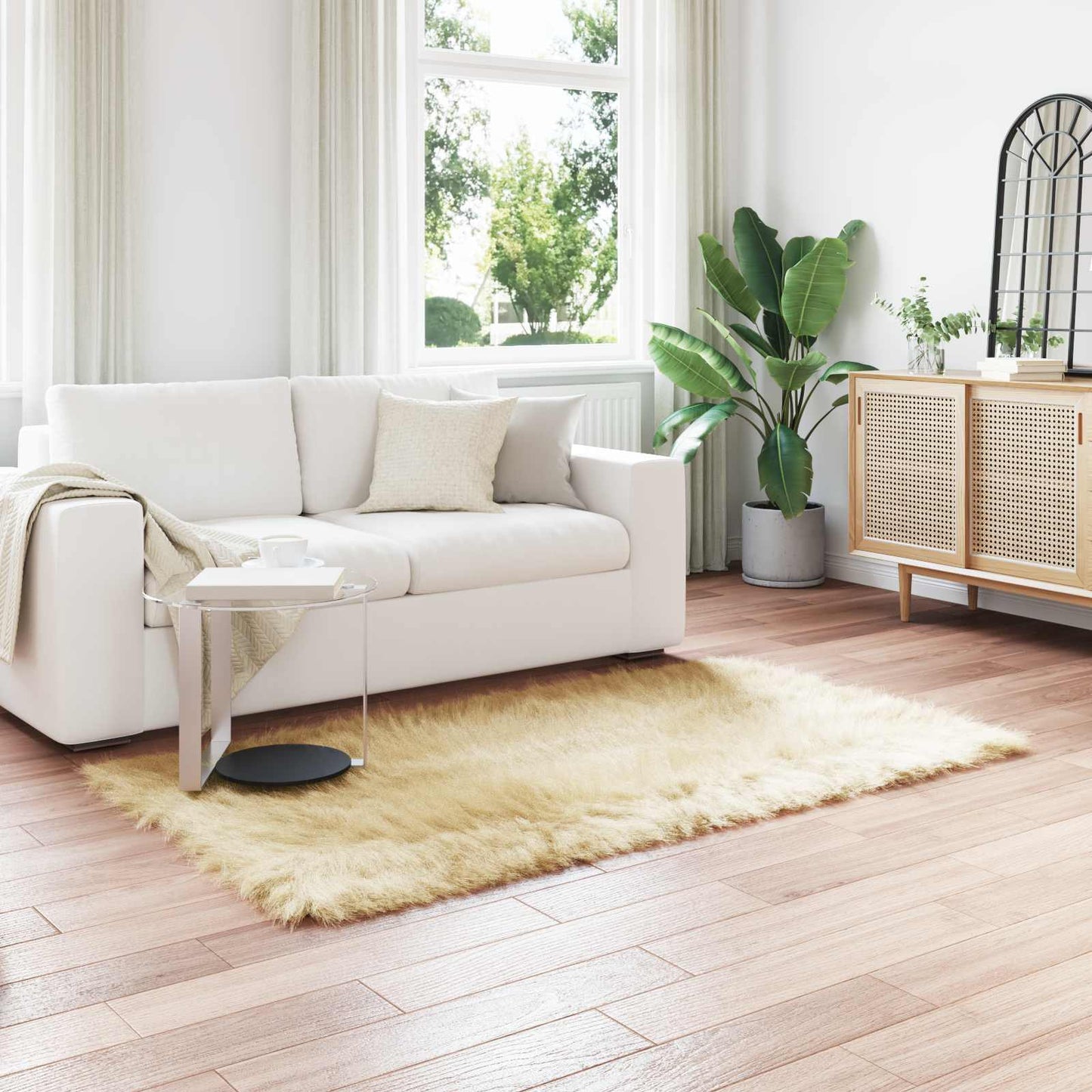 Vidaxx tappeto in finta pelle di pecora tafalla crema 140 x 200 cm poliestere