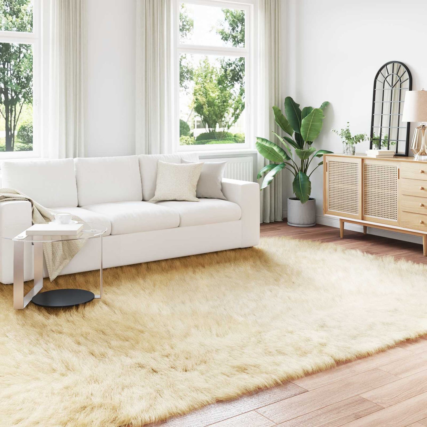 Vidaxl nep schapenvacht tapijt tafalla crème 240 x 340 cm polyester