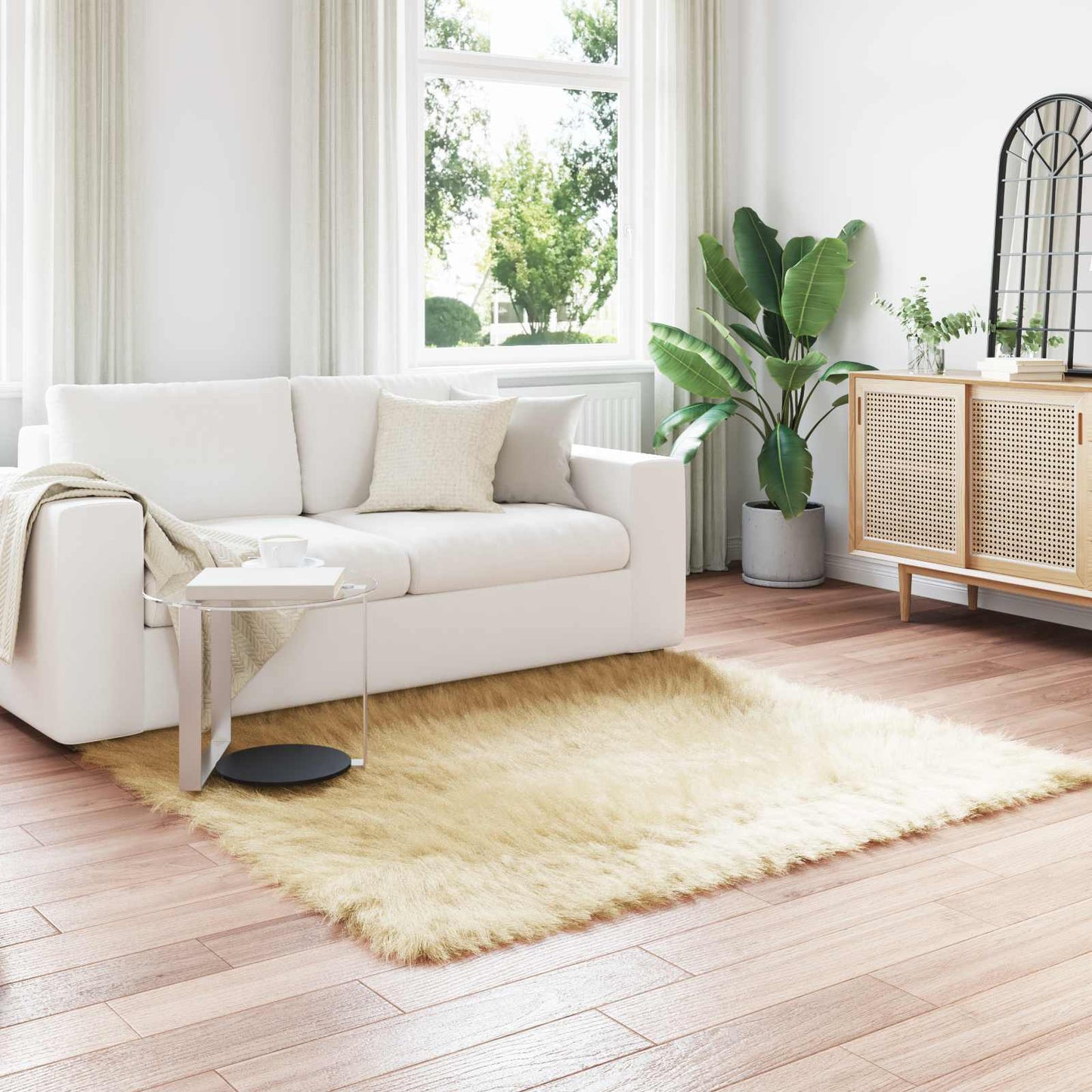 Vidaxx tappeto in finta pelle di pecora tafalla crema 160 x 160 cm poliestere