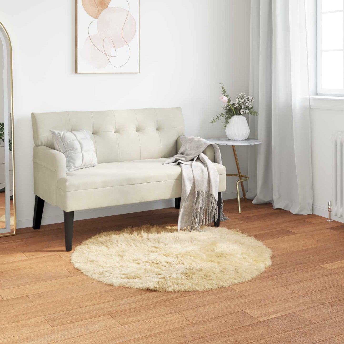 VidaXL tappeto finta pelle di pecora tafalla crema ø 120 cm poliestere