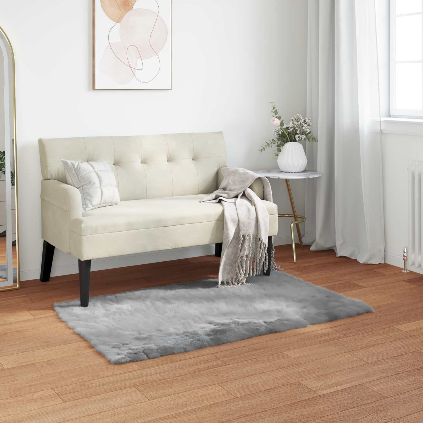 Vidaxx alfombra de piel de oveja sintética tafalla gris 60 x 110 cm poliéster