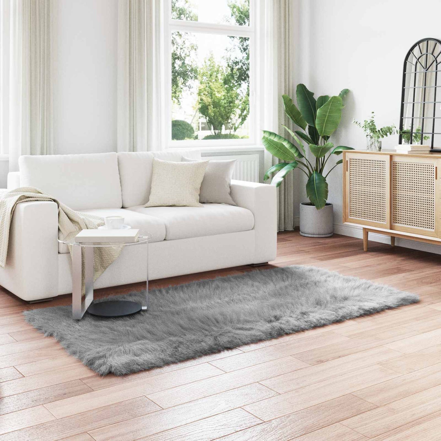 Vidaxx tappeto in finta pelle di pecora tafalla grigio 100 x 200 cm poliestere