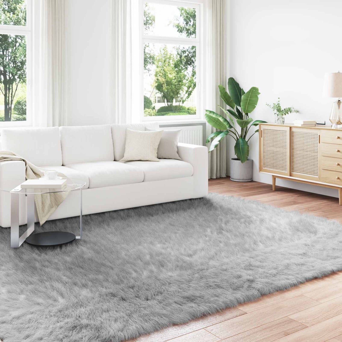 Vidaxx tappeto in finta pelle di pecora tafalla grigio 200 x 280 cm poliestere