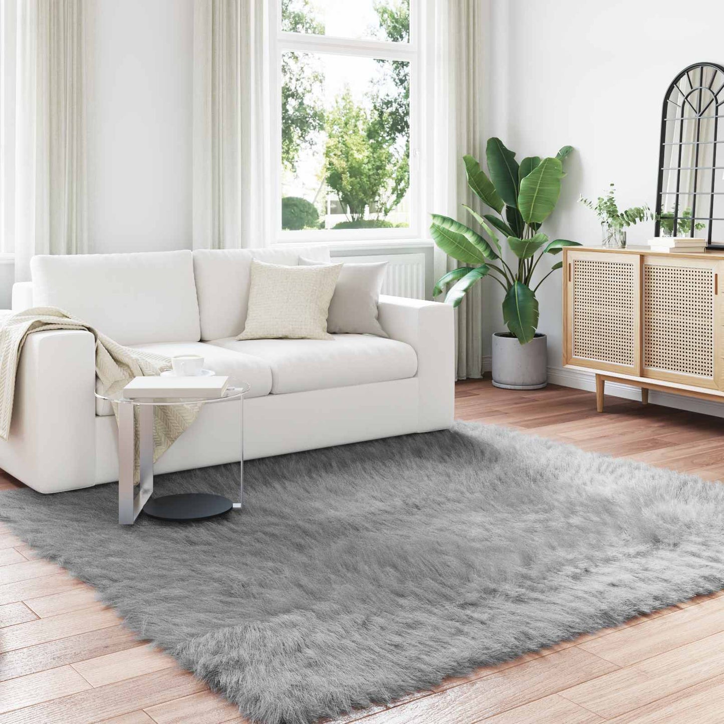 Vidaxx tappeto in finta pelle di pecora tafalla grigio 240 x 240 cm poliestere
