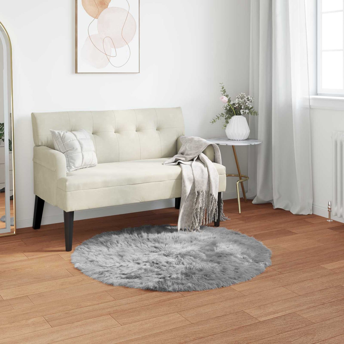 Vidaxx tappeto finta pelle di pecora tafalla grigio ø 100 cm poliestere