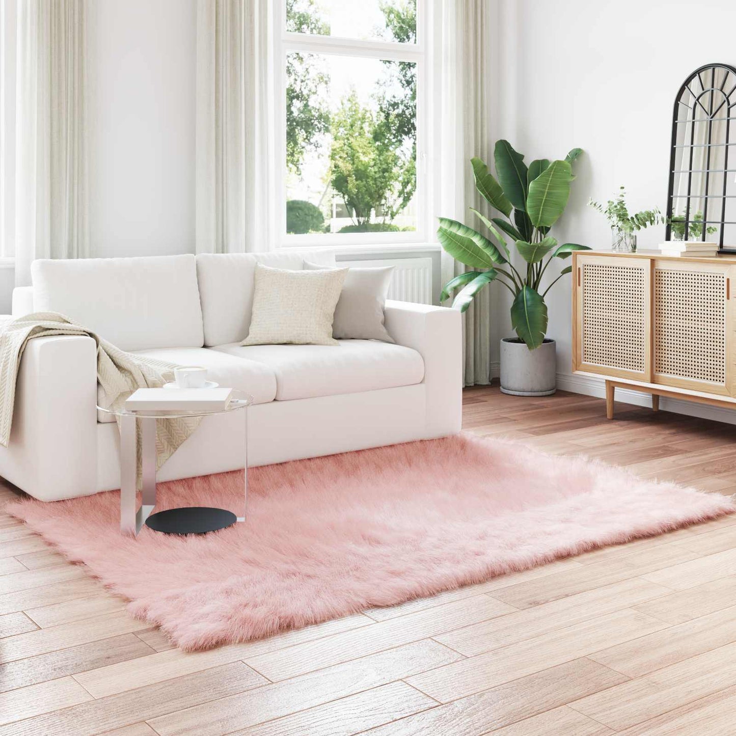 Vidaxl nep schapenvacht tapijt tafalla roze 140 x 200 cm polyester