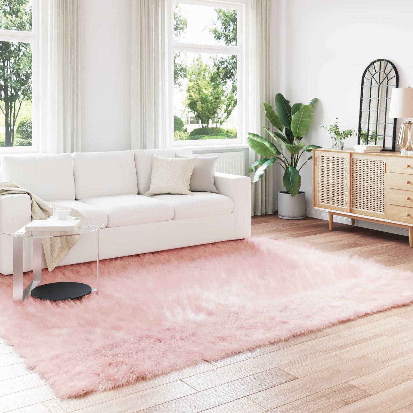 VidaXL tappeto in finta pelle di pecora tafalla rosa 200 x 280 cm in poliestere
