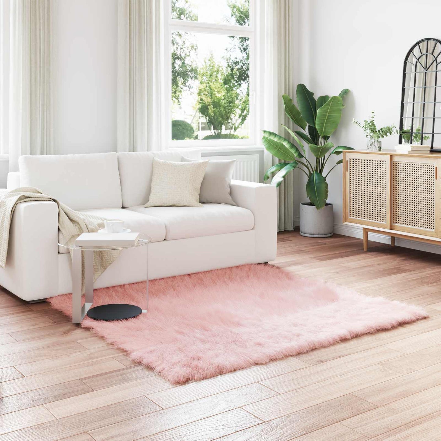Vidaxx tappeto in finta pelle di pecora tafalla rosa 120 x 120 cm poliestere