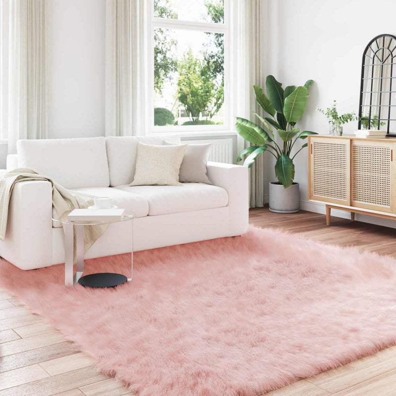 Vidaxl nep schapenvacht tapijt tafalla roze 240 x 240 cm polyester