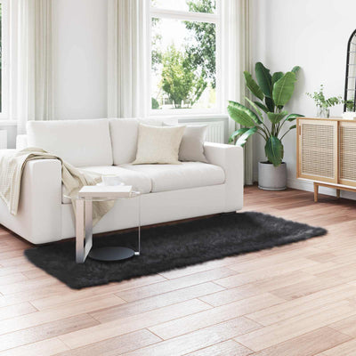 VidaXL tappeto in finta pelle di pecora tafalla nero 80 x 200 cm poliestere