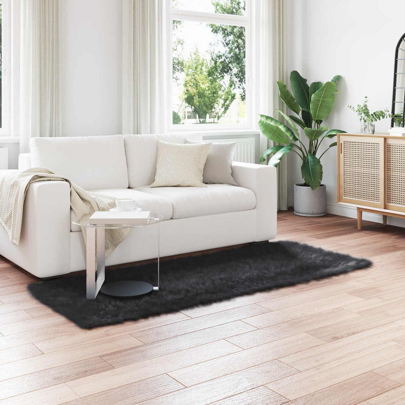 Vidaxl nep schapenvacht tapijt tafalla zwart 100 x 200 cm polyester